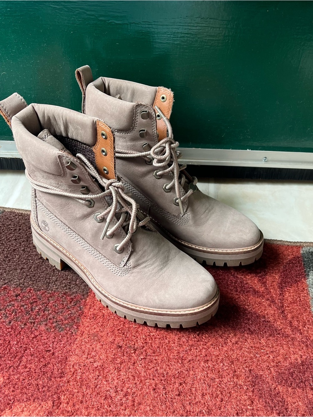 Timberland Brown and Gray Women's Ankle Boots with Tan Trim
